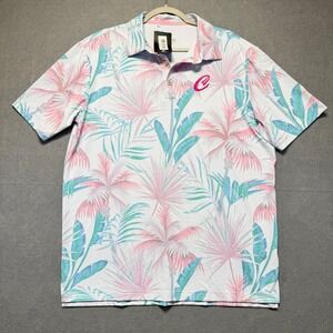 Scales Palm City Polo Mens‎ Large Tropical Palm Print Performance Golf Shirt NEW